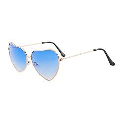 Amini Damen Sonnenbrille Herz Sonnenbrillen Mode Metallrahmen Verspiegelt Linse Sonnenbrille Gläser Brille Herz Geformt Sonnenbrille für Hippie Schick Kleid Zubehör Schrittweise Linsen (a) von Amini