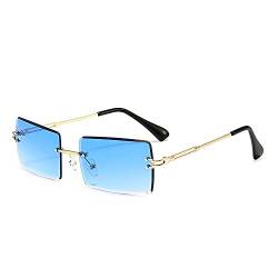 Amini Randlose rechteckige Sonnenbrille UV400 Schutz Durchsichtige Linse Sunglasses kleine Metallrahmen Reise-Sonnenbrille Sommer-Stil,modisch,Bonbonfarben, UV400-Schutz für Damen und Herren (A11) von Amini