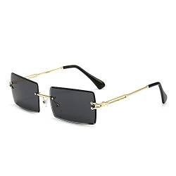 Amini Randlose rechteckige Sonnenbrille UV400 Schutz Durchsichtige Linse Sunglasses kleine Metallrahmen Reise-Sonnenbrille Sommer-Stil,modisch,Bonbonfarben, UV400-Schutz für Damen und Herren (A2) von Amini