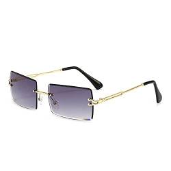 Amini Randlose rechteckige Sonnenbrille UV400 Schutz Durchsichtige Linse Sunglasses kleine Metallrahmen Reise-Sonnenbrille Sommer-Stil,modisch,Bonbonfarben, UV400-Schutz für Damen und Herren (A3) von Amini