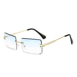 Amini Randlose rechteckige Sonnenbrille UV400 Schutz Durchsichtige Linse Sunglasses kleine Metallrahmen Reise-Sonnenbrille Sommer-Stil,modisch,Bonbonfarben, UV400-Schutz für Damen und Herren (A4) von Amini