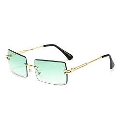 Amini Randlose rechteckige Sonnenbrille UV400 Schutz Durchsichtige Linse Sunglasses kleine Metallrahmen Reise-Sonnenbrille Sommer-Stil,modisch,Bonbonfarben, UV400-Schutz für Damen und Herren (A8) von Amini