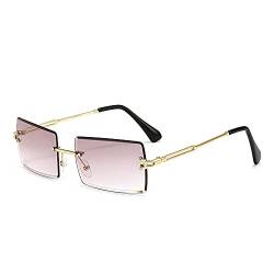 Amini Randlose rechteckige Sonnenbrille UV400 Schutz Durchsichtige Linse Sunglasses kleine Metallrahmen Reise-Sonnenbrille Sommer-Stil,modisch,Bonbonfarben, UV400-Schutz für Damen und Herren (A9) von Amini