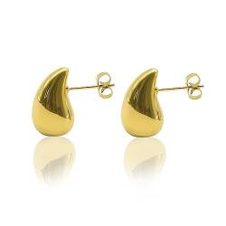 18K Ohrringe Dupes, Chunky Earrings für Damen,Ohrringe Gold Ohrringe Silber für Frauen,Hypoallergene Waterdrop Hollow Open Hoops,Earrings Dupes Damen Vergoldete Ohrringe Modeschmuck für Frauen Mädchen von Amissz