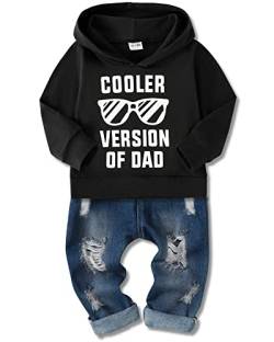 Amissz Babykleidung Set für Baby Jungen Kleidung Outfit, Kinder Jungen Lange Ärmel Brief Print Kapuzenpullover Top + Jeans Hose Bekleidung Weiß 18-24 Monate von Amissz