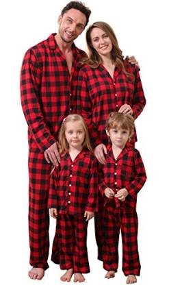 Amissz Christmas Pyjamas, Family Outfit Pyjamas, Long T-Shirt + Trousers, Christmas Pyjamas, Printed Sleepwear, Two Piece Rot für Baby, 18-24 Monate von Amissz