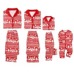 Amissz Weihnachten Familien-Schlafanzug, Familie Weihnachtliche Pyjamas Kleidung, Bedruckte Weihnachts-Nachtwäsche Outfits für Damen Herren Baby Jungen Mädchen Rosa für Mama XL von Amissz