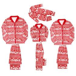 Amissz Weihnachten Familien-Schlafanzug, Familie Weihnachtliche Pyjamas Kleidung, Bedruckte Weihnachts-Nachtwäsche Outfits für Damen Herren Baby Jungen Mädchen Rosa für Papa XL von Amissz