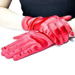 Handschuhe Damen Elegant, Rot Abendhandschuhe für Damen Opernhandschuhe Handschuhe für Frauen Mädchen 20er Jahre, Accessoire für Kostüme Halloween Karneval Fasching Fest Party von Amissz