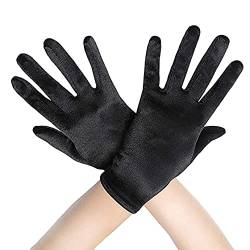 Handschuhe Damen Elegant, Schwarz Abendhandschuhe für Damen Opernhandschuhe Handschuhe für Frauen Mädchen 20er Jahre, Accessoire für Kostüme Halloween Karneval Fasching Fest Party von Amissz