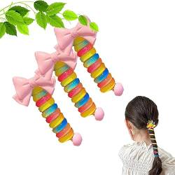 Colorful Telephone Wire Hair Bands for Kids,Spiral Hair Ties Phone Cord,Phone Cord Straight Spiral Hair Ties,Coil Hair Ties Ponytail Holder,Bowknot Braided Telephone Wire Hair Bands (# D) von Amiweny