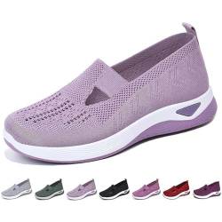 Women's Woven Breathable Soft Sole Shoes, 2024 Upgrade Athletic Walking Shoes Slip on Casual Mesh for Women (Lilac,5.5-6 Wide) von Amiweny