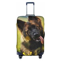 Amkong Deutscher Schäferhund Trolley Kofferhülle Elastisch Kofferüberzug Damen Mädchen Gepäckhülle Groß, weiß, L von Amkong