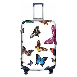 Amkong Farbenfrohes Design mit Schmetterlingen, Trolley-Kofferbezug, elastisch, für Damen und Mädchen, Gepäckabdeckung, groß, weiß, L von Amkong