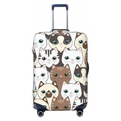 Amkong Hochelastische Spandex-Kofferabdeckung, Gepäckabdeckung, Schutz, groß, passend für 63,5 bis 71,1 cm, lustiges Cartoon-Katzen-Muster, weiß, xl von Amkong