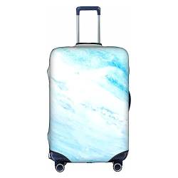 Amkong Trolley-Kofferüberzug, elastisch, für Damen, Mädchen, Größe S, Blau / Weiß, Blau-weiße Marmor-Textur, L von Amkong
