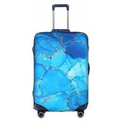 Amkong Trolley-Kofferüberzug mit blauen und goldenen Pailletten, weißes Papier, elastisch, für Damen und Mädchen, Größe S, Blaue Marmorstruktur, xl von Amkong