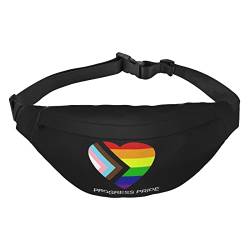 Gürteltasche mit Progress Pride-Flagge, Regenbogenfarben, für Schwule, Lesben, Transgender, Bisexuell, LGBTQ, für Männer und Frauen, verstellbarer Gürtel, Bauchtasche, Reisetasche, Schwarz , von Amkong