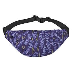 Hüfttasche mit Lavendelblumen, für Damen und Herren, verstellbarer Gürtel, Bauchtasche, Schwarz , Einheitsgröße, Geldgürtel von Amkong