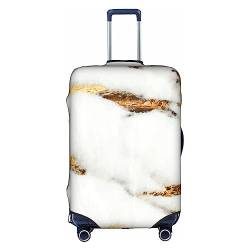 Trolley-Kofferbezug, elastisch, für Damen, Mädchen, Größe XL, Weiß / Gold, Marmor-Textur, 2 Stück, Weißgold-Marmor-Textur-Kunst, L von Amkong