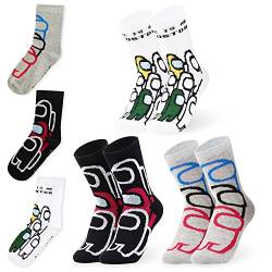 Among Us Socken Kinder Jungen, 3er Pack Lustige Socken Kinder, Gaming Socken (35-39 EU, Mehrfarben) von Among Us
