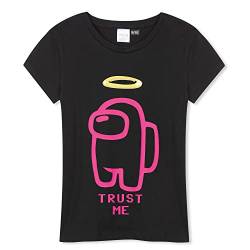 Among Us T-Shirt Mädchen aus Baumwolle, Gaming Merchandise Mädchen T-Shirt (15 Jahre, Schwarz) von Among Us