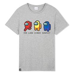 Among Us Tshirt Kinder Jungen, Gamer T-Shirts für Jungen (11-12 Jahre, Grau) von Among Us