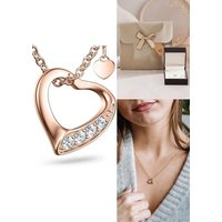 Amoonic Herzkette Herzkette Halskette Damen Silber 925, Frauen Kette mit Anhänger Herzanhänger, Echte Herz Silberkette mit Zirkonia, Geschenk Freundin + Gravur *Ich liebe dich*, Silber-Schmuck Valentinstag (individuell anpassbare Halskettenlänge) von Amoonic