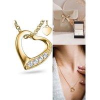 Amoonic Herzkette Herzkette Halskette Damen Silber 925, Frauen Kette mit Anhänger Herzanhänger, Echte Herz Silberkette mit Zirkonia, Geschenk Freundin + Gravur *Ich liebe dich*, Silber-Schmuck Valentinstag (individuell anpassbare Halskettenlänge) von Amoonic