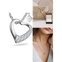 Amoonic Herzkette Herzkette Halskette Damen Silber 925, Frauen Kette mit Anhänger Herzanhänger, Echte Herz Silberkette mit Zirkonia, Geschenk Freundin + Gravur *Ich liebe dich*, Silber-Schmuck Valentinstag (individuell anpassbare Halskettenlänge) von Amoonic