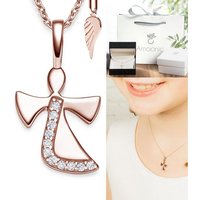 Amoonic Kette mit Anhänger Schutzengel Kette Silber 925 Mädchen, Engel-Anhänger Halskette, Silberkette hochwertig Gold oder Rosegold vergoldet, Kinder-Schmuck Geschenk für Mädchen zur Erst-Kommunion Konfirmation Firmung Geburt Taufe Einschulung Schulanfang Tauf-Geschenk Kommunionsgeschenk, Goldkette Kinderkette Taufkette (individuell anpassbare Halskettenlänge) von Amoonic