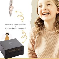 Amoonic Kette mit Anhänger Schutzengel Kette Silber 925 Mädchen, Engel-Anhänger Halskette, Silberkette hochwertig Gold oder Rosegold vergoldet, Kinder-Schmuck Geschenk für Mädchen zur Erst-Kommunion Konfirmation Firmung Geburt Taufe Einschulung Schulanfang Tauf-Geschenk Kommunionsgeschenk, Goldkette Kinderkette Taufkette (individuell anpassbare Halskettenlänge) von Amoonic