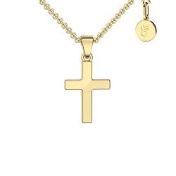 Amoonic Kreuz Kette Mädchen Gold (333 Gold echt) | Kreuz-Anhänger Halskette | Kinder-Schmuck Erst-Kommunion Tauf-Geschenk Konfirmation Firmung Geburt Taufe | Goldkette Kreuzkette Taufkette von Amoonic