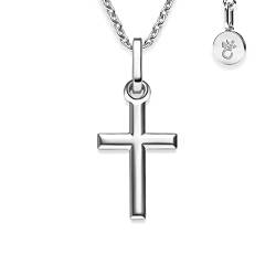 Amoonic Kreuz Kette Mädchen echt Silber 925 | Kreuz-Anhänger Halskette | Kinder-Schmuck Erst-Kommunion Tauf-Geschenk Konfirmation Firmung Geburt Taufe | Silberkette Kreuzkette Taufkette Kinderkette von Amoonic