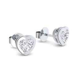 Herz Ohrstecker Silber 925 klein Zirkonia Damen Herz Ohrringe Silberohrstecker *Ich dich* ETUI Stecker Herzchen Herzform Herzohrringe mit Stein Damenohrringe Geschenke für Frauen FF135SS925-0 von Amoonic