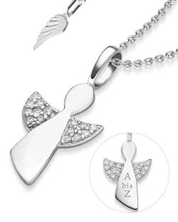 Schutzengel Kette Silber 925 Mädchen | Engel-Anhänger Halskette | Kinder-Schmuck Erst-Kommunion Tauf-Geschenk Kommunionsgeschenk Konfirmation Firmung Geburt Taufe | Silberkette Kinderkette Taufkette von Amoonic