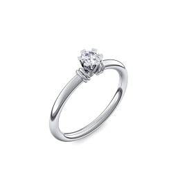 Verlobungsring Silber 925 mit Zirkonia Stein Solitär-Ring Antragsring Solitaire Verlobung Ringe schmal dünn Heiratsantrag Silberring Diamantring Hochzeit Jahrestag Geschenk Damenring UW03SS925ZIFA58 von Amoonic