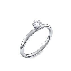 Verlobungsring Zirkonia Stein von AMOONIC mit Zirkonia +LuxusETUI Solitärring Solitaire Ring Verlobung Silber schmal dünn Antragsring Heiratsantrag Silberring Diamantring UW01SS925ZIFA52 von Amoonic