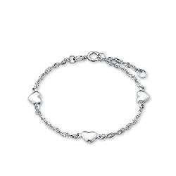 Amor Armband 925 Sterling Silber Damen Armschmuck, 17+2 cm, Silber, Herz, Kommt in Schmuck Geschenk Box, 9745852 von Amor