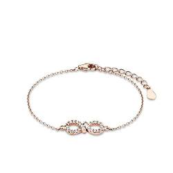 Amor Armband 925 Sterling Silber Damen Armschmuck, mit Zirkonia synth., 16+3 cm, Roséfarben, Infinity, Kommt in Schmuck Geschenk Box, 2016295 von Amor