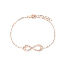 Amor Armband 925 Sterling Silber Damen Armschmuck, mit Zirkonia synth., 17+2 cm, Roséfarben, Infinity, Kommt in Schmuck Geschenk Box, 2023875 von Amor