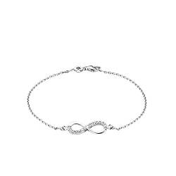 Amor Armband 925 Sterling Silber Damen Armschmuck, mit Zirkonia synth., 19 cm, Silber, Infinity, Kommt in Schmuck Geschenk Box, 9123858 von Amor