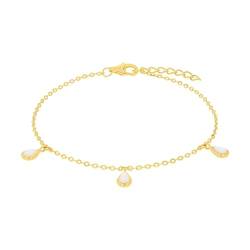 Amor Armband 925 Sterling Silber Perlmutt Damen Armschmuck, 17+2 cm, Gold, Kommt in Schmuck Geschenk Box, 2036014 von Amor