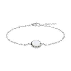 Amor Armband 925 Sterling Silber Perlmutt Damen Armschmuck, 17+2 cm, Silber, Kommt in Schmuck Geschenk Box, 2036019 von Amor