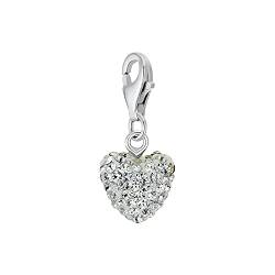 Amor Charm 925 Sterling Silber Damen Anhänger, mit Kristallglas, 2,3 cm, Silber, Herz, Kommt in Schmuck Geschenk Box, 2023137 von Amor