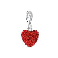 Amor Charm 925 Sterling Silber Damen Anhänger, mit Kristallglas, 2,5 cm, Rot, Herz, Kommt in Schmuck Geschenk Box, 9008056 von Amor