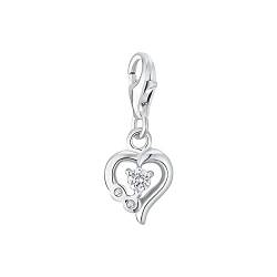 Amor Charm 925 Sterling Silber Damen Anhänger, mit Zirkonia synth., 2,3 cm, Silber, Herz, Kommt in Schmuck Geschenk Box, 2016176 von Amor