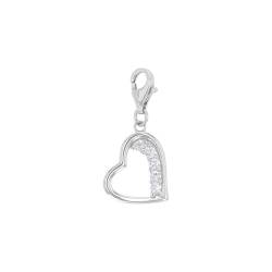 Amor Charm 925 Sterling Silber Damen Anhänger, mit Zirkonia synth., 2,7 cm, Silber, Herz, Kommt in Schmuck Geschenk Box, 2016137 von Amor