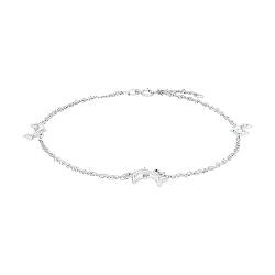 Amor Fußkette 925 Sterling Silber Damen Sommerschmuck, 25 cm, Silber, Delphin, Kommt in Schmuck Geschenk Box, 2017450 von Amor