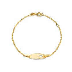 Amor Identarmband Mädchen Kinder Armschmuck, 14+2 cm, Gold, Herz, Kommt in Schmuck Geschenk Box, 2014686 von Amor